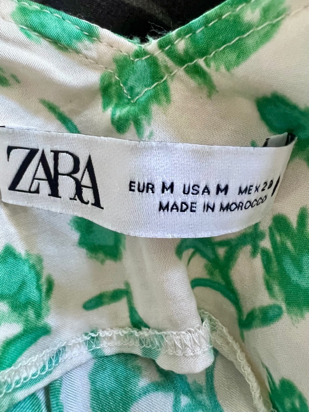 Zara LARA White Slip Dress with Green Floral Print - Picture 5 of 9